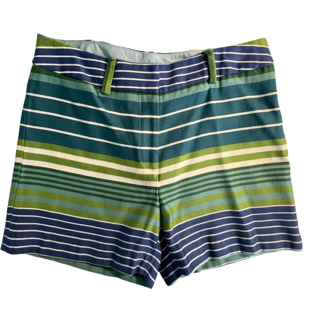 J. McLaughlin Womens Striped Shorts Sz 4 Vacation Coastal Preppy
